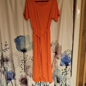 New Zenana Outfitters Vibrant Orange Midi Dress Never Worn